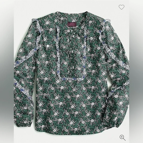 Jcrew x Liberty London Ruffle Long Sleeve Bib Collar Blouse - Picture 4 of 4